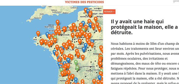 Carte des victimes de pesticides